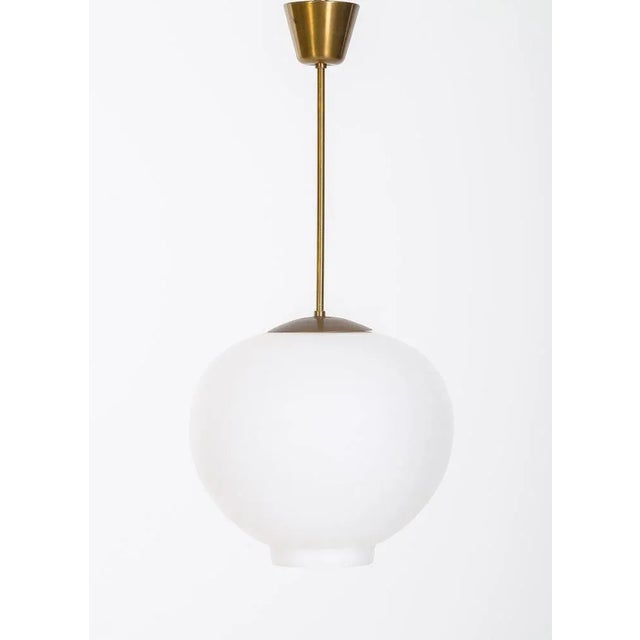 Glass & Brass Pendant attributed to Böhlmarks, Sweden, 1950s For Sale - Image 3 of 8