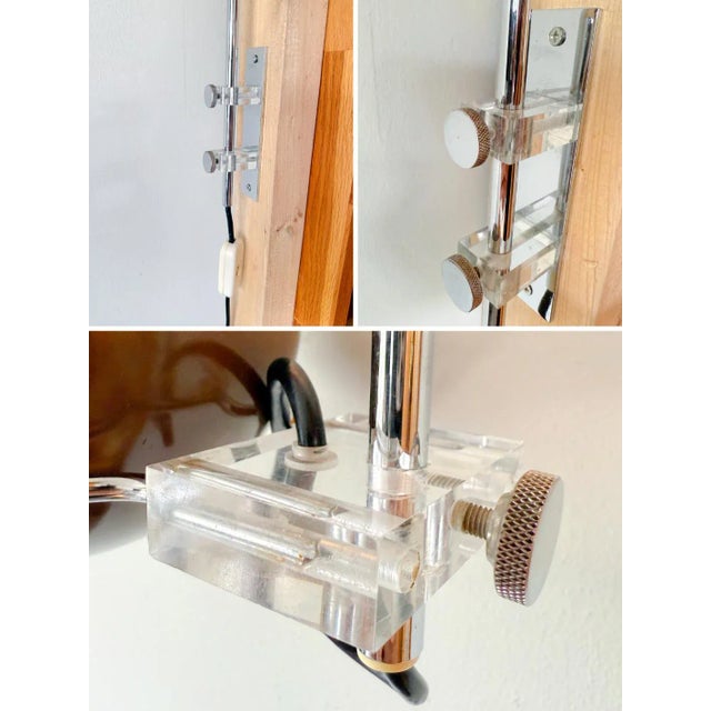 Vintage Dutch Mushroom Arc Wall Lamp in Brown Acrylic Glass and Chrome attributed to Gepo For Sale - Image 10 of 11