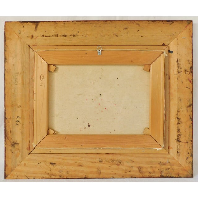 Vintage Mid Century Signed Floral OIl Painting Solid Wood Green & Gold Frame For Sale - Image 11 of 12