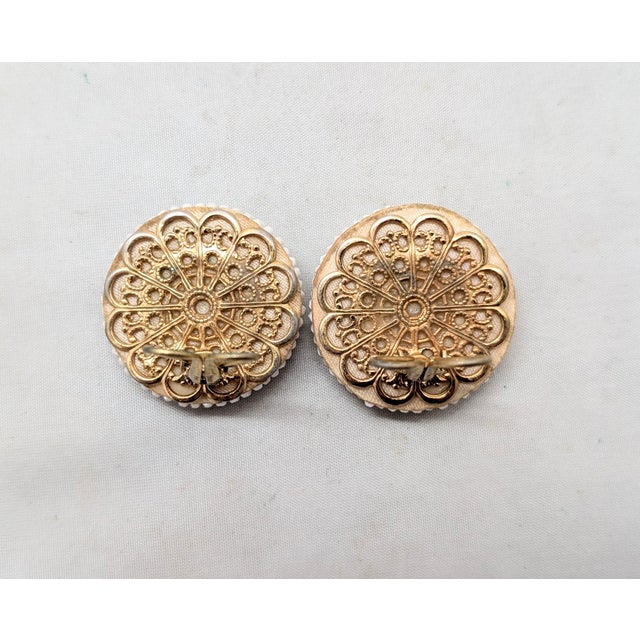 Vintage 1960s Signed Napier Round Domed White Beaded Clip Earrings- 2 Pieces For Sale In Philadelphia - Image 6 of 7