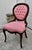 Antique Walnut Pink Round Back Victorian Style Parlor/Boudior Chair For Sale - Image 9 of 13