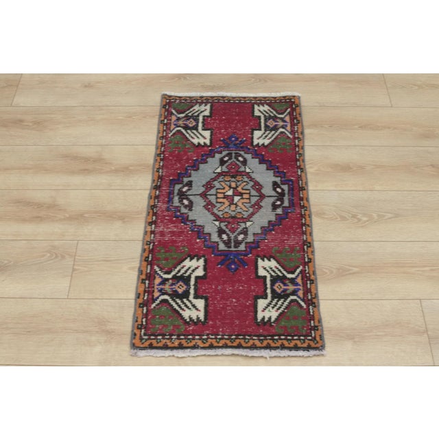 1970s Turkish Vintage Oushak Doormat Rug For Sale - Image 9 of 9