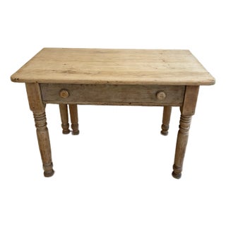 19th Century Rustic Pine Farmhouse Table For Sale