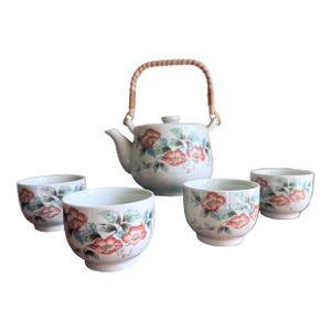 80s Japanese Floral Tea Pot and Cups