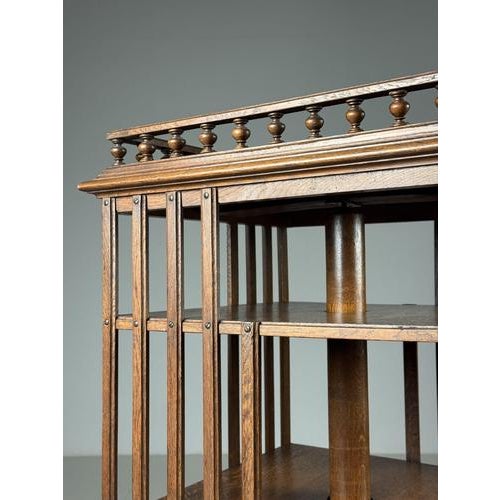 Antique Rotating Oak Bookcase, 1900s For Sale - Image 4 of 16