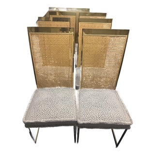 Attributed to Milo Baughman for Thayer Coggin Vintage High Back Brass Dining Chairs For Sale