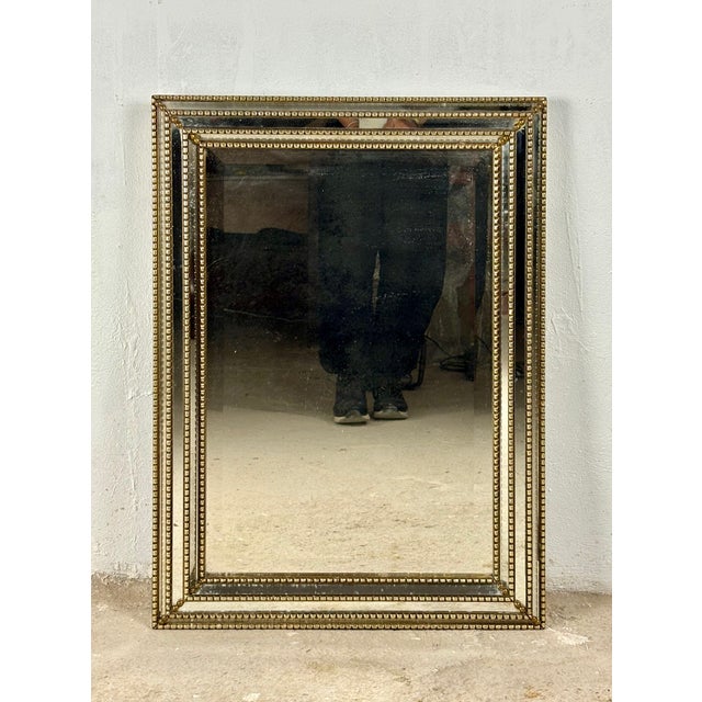 Brass and Beveled Glass Wall Mirror, 1930s For Sale - Image 6 of 15