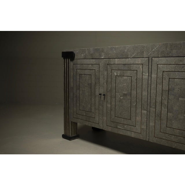Tessellated Stone and Brass Sideboard from Maitland Smith, 1980s For Sale - Image 10 of 15