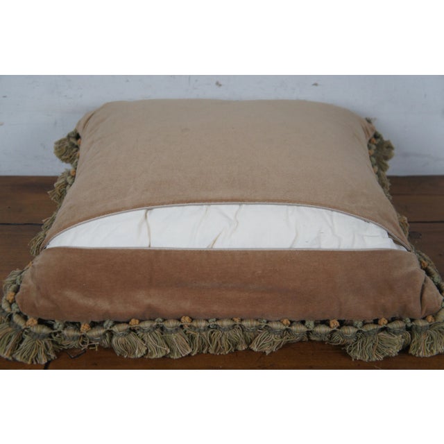Mid 20th Century French Embroidered Neoclassical Floral Ribbon Down Fill Lumbar Throw Pillow For Sale - Image 4 of 9