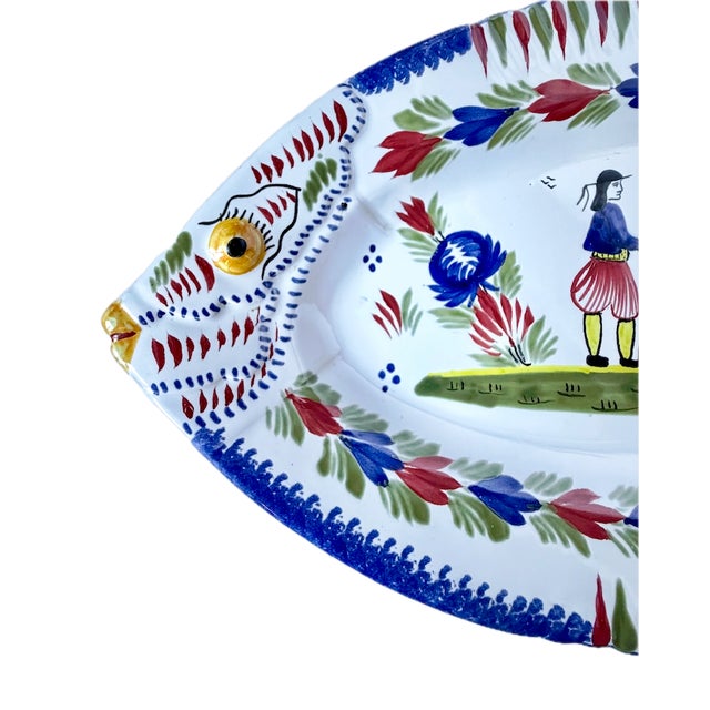 Early 20th Century Vintage Henriot Quimper Fish Serving Platter For Sale - Image 5 of 12