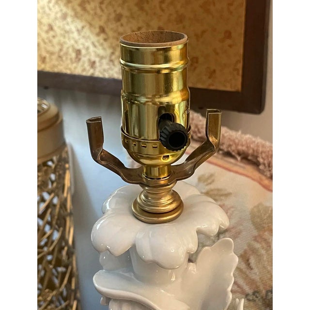 Ceramic Antique White Porcelain Figural Lady Table Lamp For Sale - Image 7 of 8
