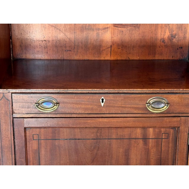 19th Century English Mahogany Waterfall Bookcase With Cupboard Base For Sale - Image 4 of 12