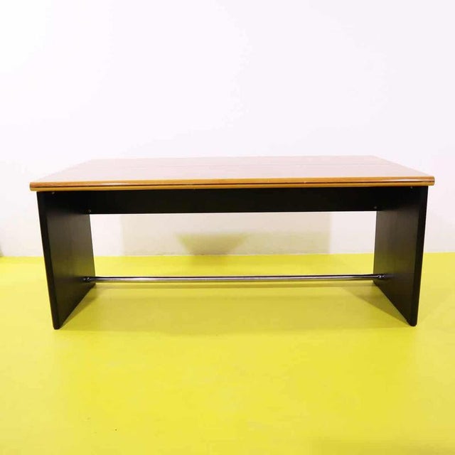 Vintage Desk with Wooden Top and Black Lacquered Sides For Sale - Image 9 of 11