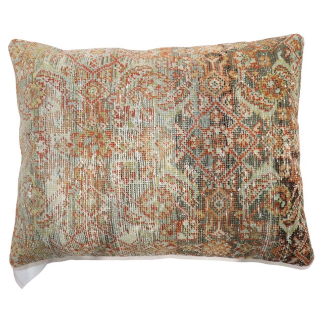 Pillow made from antique Persian Mahal rug with cotton back. Measures: 17'' x 22''.