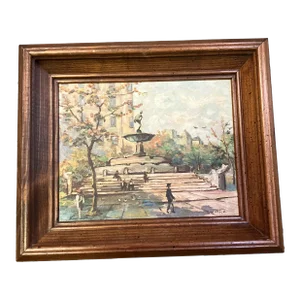 1950’s Original Impressionist Cityscape Park Painting