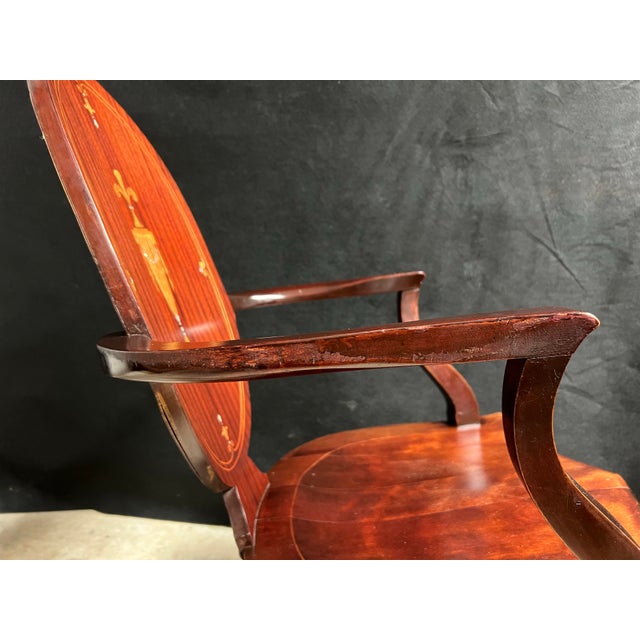 Early 20th Century Antique Federal Revival Inlaid Mahogany Rocking Armchair, Early 20th Century For Sale - Image 5 of 12