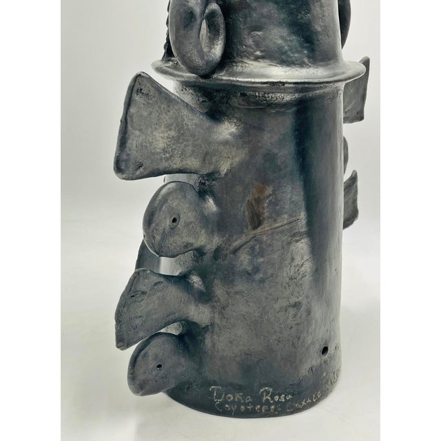 1960s Barro Negro Sculpture by Doña Rosa of Coyotepec Oaxaca, Hand-Signed, Mexican Art For Sale - Image 14 of 18