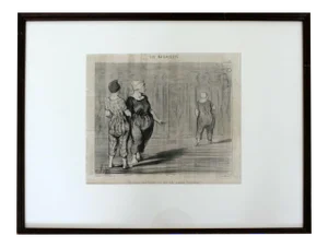 Antique 19th Century Honore Daumier Framed Les Baigneuses Etching 1800s