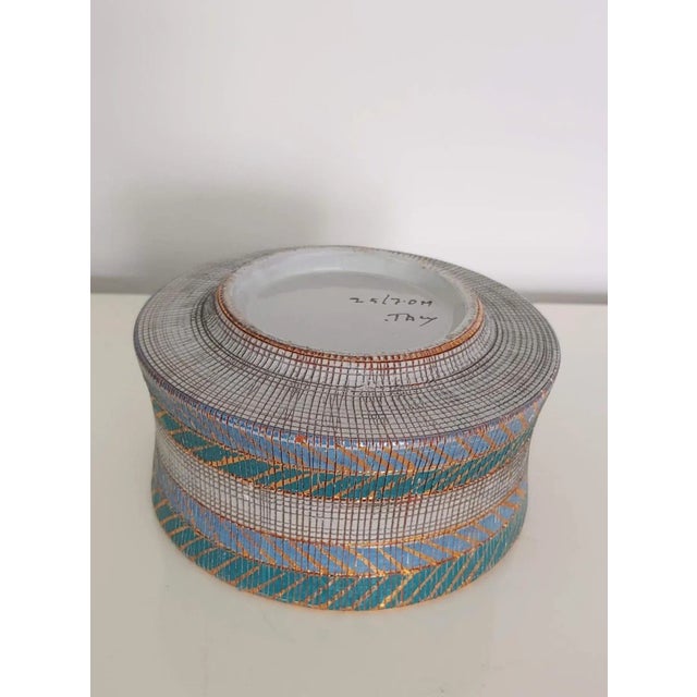 1960s Bitossi Sgraffito Teal Lavender Bowl For Sale - Image 4 of 10