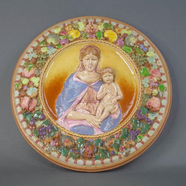 Mid 20th Century Northwestern Terra Cotta Company Fine Ceramic Roundel Embossed Madonna and Child For Sale - Image 11 of 11