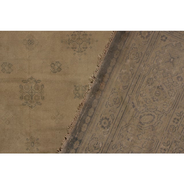 Textile Hand-Knotted Antique Oushak Rug in Beige Brown Floral Pattern For Sale - Image 7 of 7