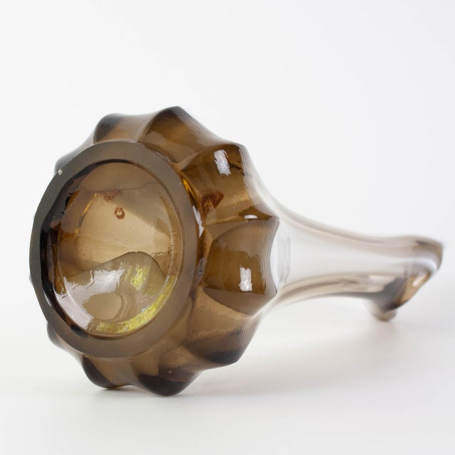 Vintage Portuguese Smoked Glass Vase attributed to Ivima, 1960s For Sale - Image 12 of 15