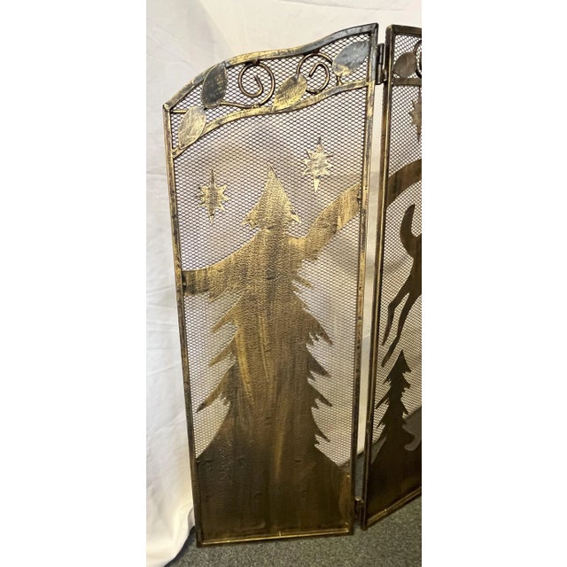 Vintage Rustic Metal Fireplace Screen With Alpine Holiday Designs ...