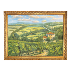 Tuscan Countryside Impressionist Oil Painting, Framed