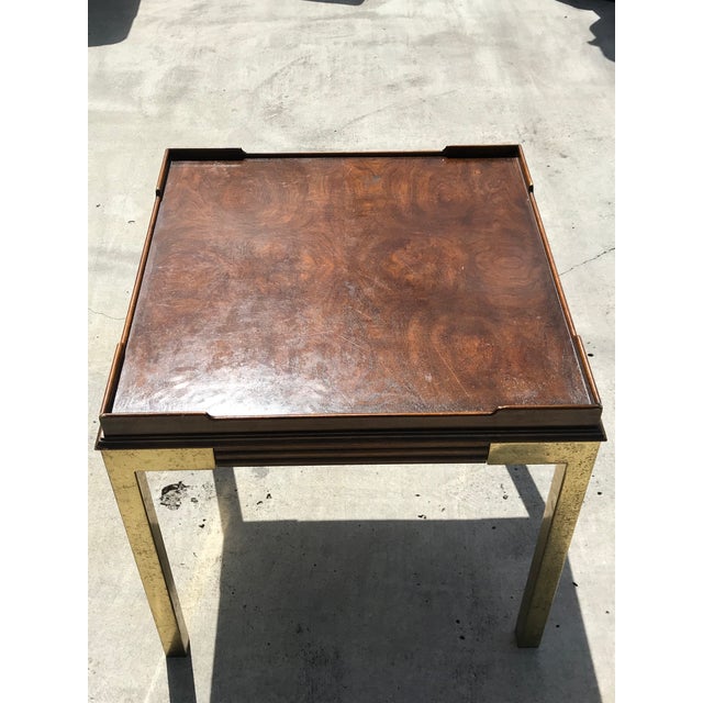 Vintage Drexel Heritage Connoisseur Burl Wood and Brass Leg Side Table