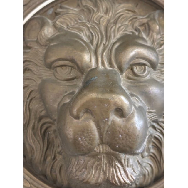 Brass Antique Parisian Style Round Lion's Mask Door Knocker / Lion's Head Door Knocker For Sale - Image 8 of 12