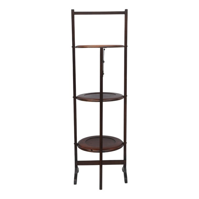 Antique Victorian Mahogany Three Tier Folding Cake Stand For Sale