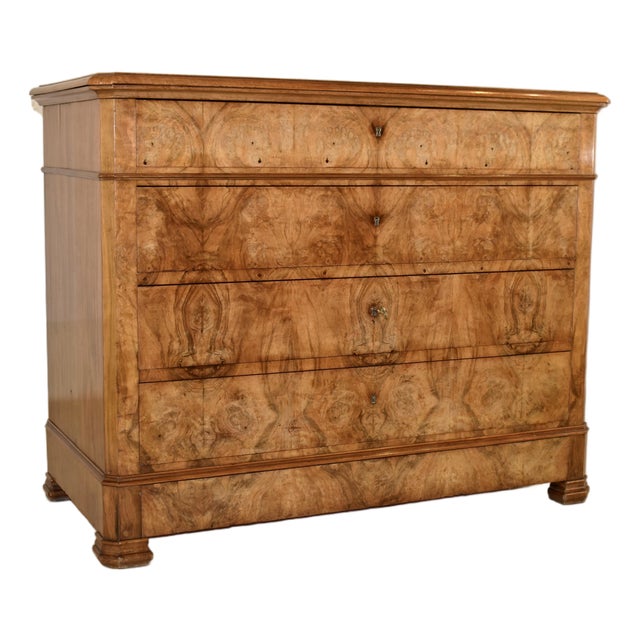 19th Century Burl Walnut Commode From France For Sale