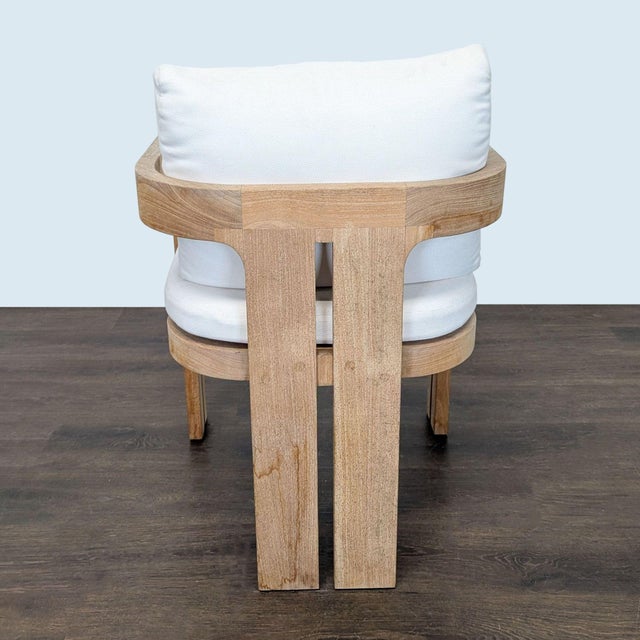 White Restoration Hardware Matira Teak Armchair With White Cushions For Sale - Image 8 of 11
