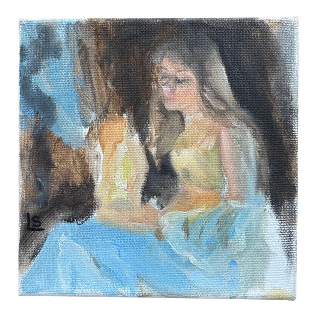 2024 Oil Portrait of a Young Girl on Stretched Canvas For Sale