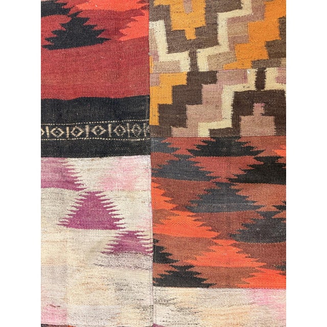 1930s Multi Geometric Antique Turkish Village Traditional Kilim Small Rug For Sale In New York - Image 6 of 6