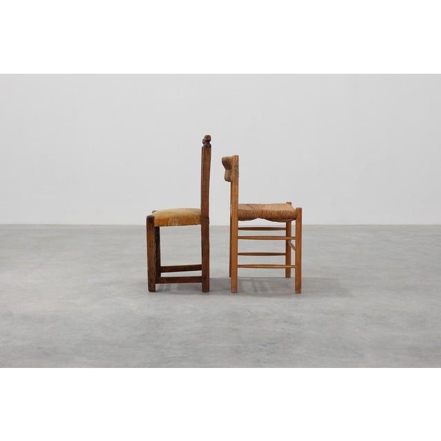 Spanish Hand-Carved Oak Side Chair with Velour Seat, 19th Century For Sale - Image 6 of 14