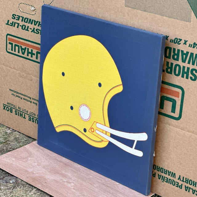 Wood Vintage Football Helmet Textile Art by Rudi Gernreich for Brandon House Designs Inc. For Sale - Image 7 of 12