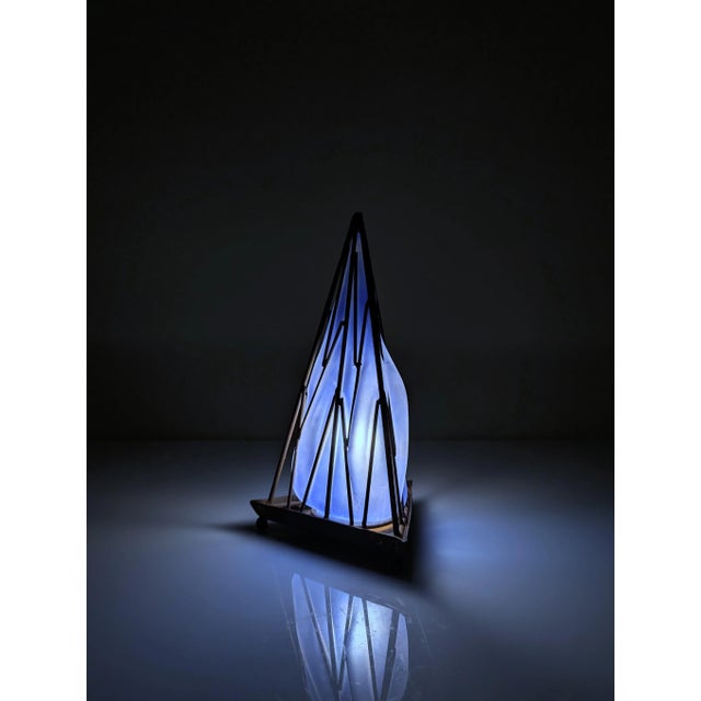 Pyramid Table Lamp in Iron and Hand-Blown Glass For Sale - Image 5 of 9