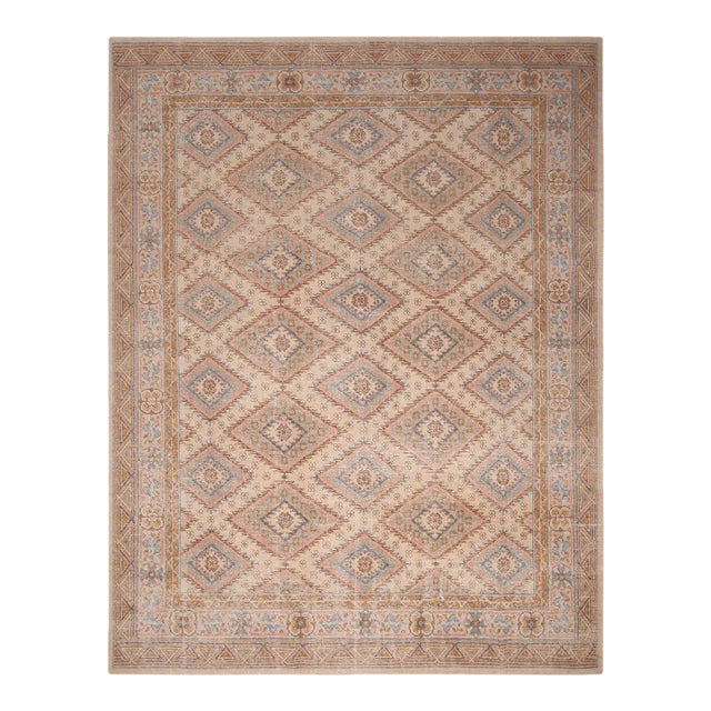 Rug & Kilim’s Oversized Diamond Play Rug in Taupe, 14x20 For Sale