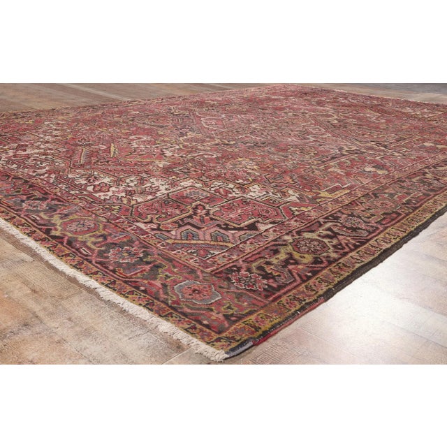 Textile Mid 20th Century Mid 20th Century Vintage Persian Heriz Rug - 08'04 X 11'08 For Sale - Image 7 of 9