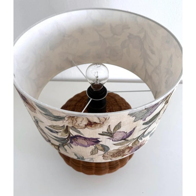 Wood Mid-Century Modern Italian Wicker Table Lamp, 1970s For Sale - Image 7 of 11