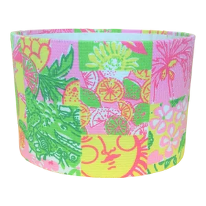 Vintage Lilly Pulitzer Patchwork Fabric Oval Stationery Holder