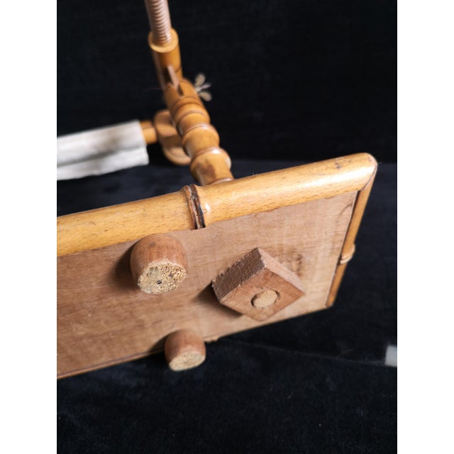 Goldenrod French Neeedle Point or Embroidery Stretcher with Carved Bamboo Effect and Cherrywood Table Top, 1880s For Sale - Image 8 of 18