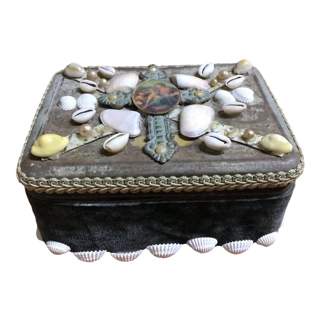 Antique French Folk Art Keepsake Box For Sale