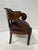 Empire style mahogany and veneer office chair Gondola design Rounded back with armrests Faux leather seat Good overall...