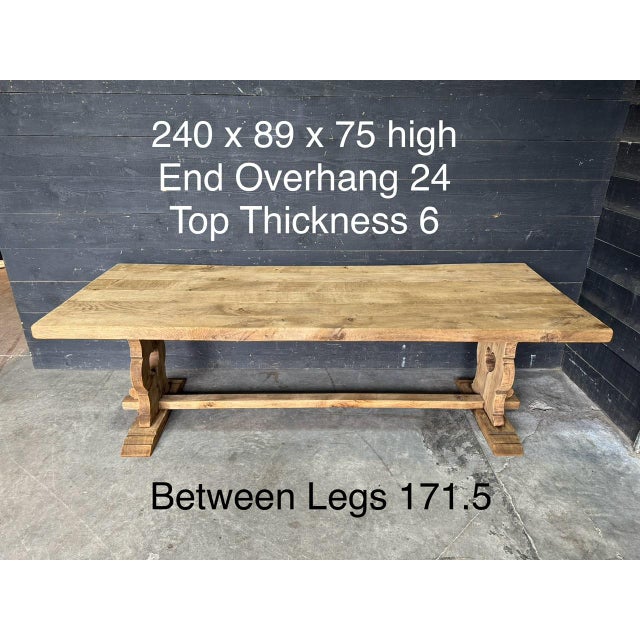 Brown Large French Bleachers Oak Farmhouse Dining Table, 1925 For Sale - Image 8 of 17