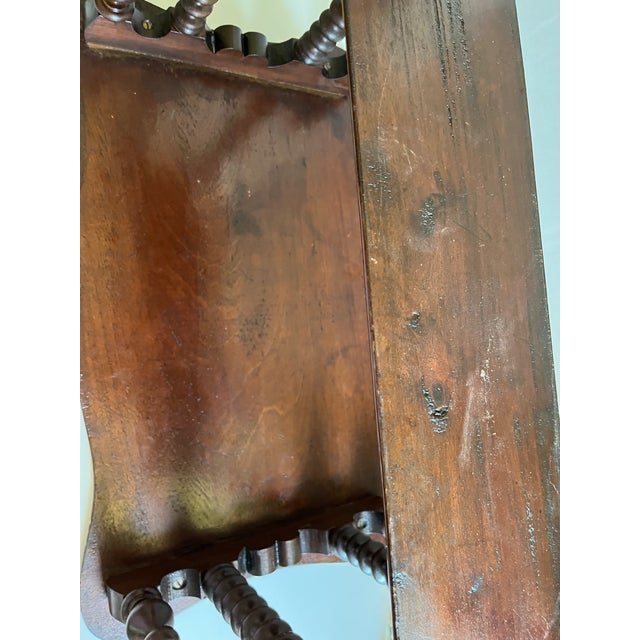 Wood Victorian Side Table With Shelf, Walnut, Late 19th Century For Sale - Image 7 of 13