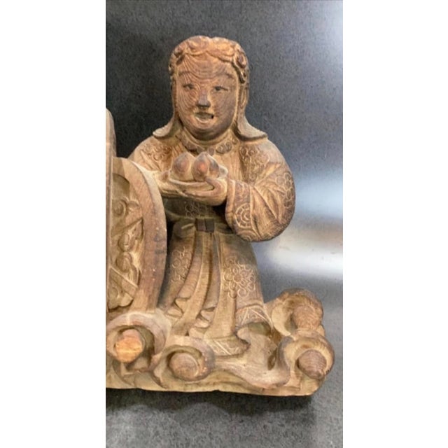 Antique Chinese Hand-Carved Wood Deity Sculpture For Sale In Charlotte - Image 6 of 6