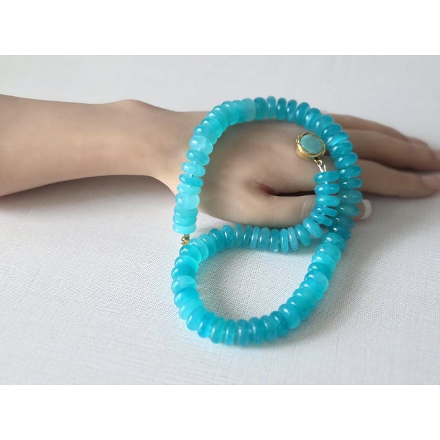 Mozambique Amazonite Rondelle Necklace With Amazonite Clasp For Sale - Image 9 of 9