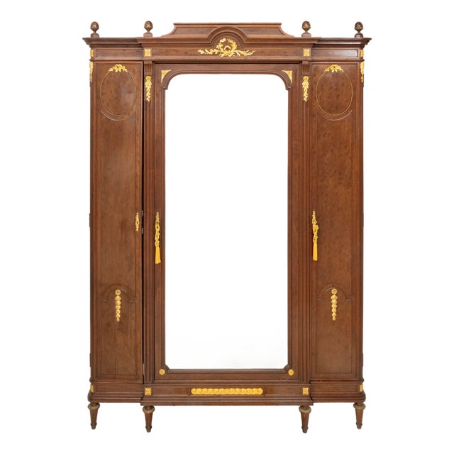 Louis XVI Style Ormolu Mounted Walnut Armoire For Sale